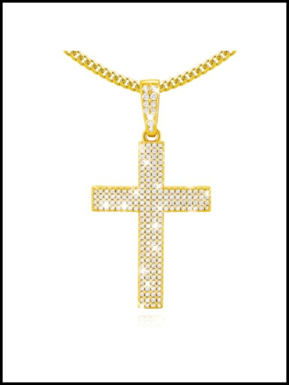 14K Gold Plated Cross Necklace with Cubic Zirconia Pendant Women